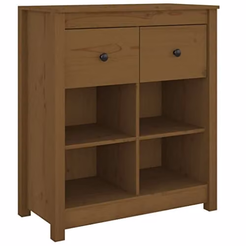 vidaXL Solid Wood Pine Sideboard in Brown, W/D/H: 70 x 35 x 80 cm – 1