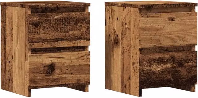 Berkfield Home Set of 2 Bedside Cabinets in Brown Old Wood, W/D/H: 30 x 30 x 40 cm