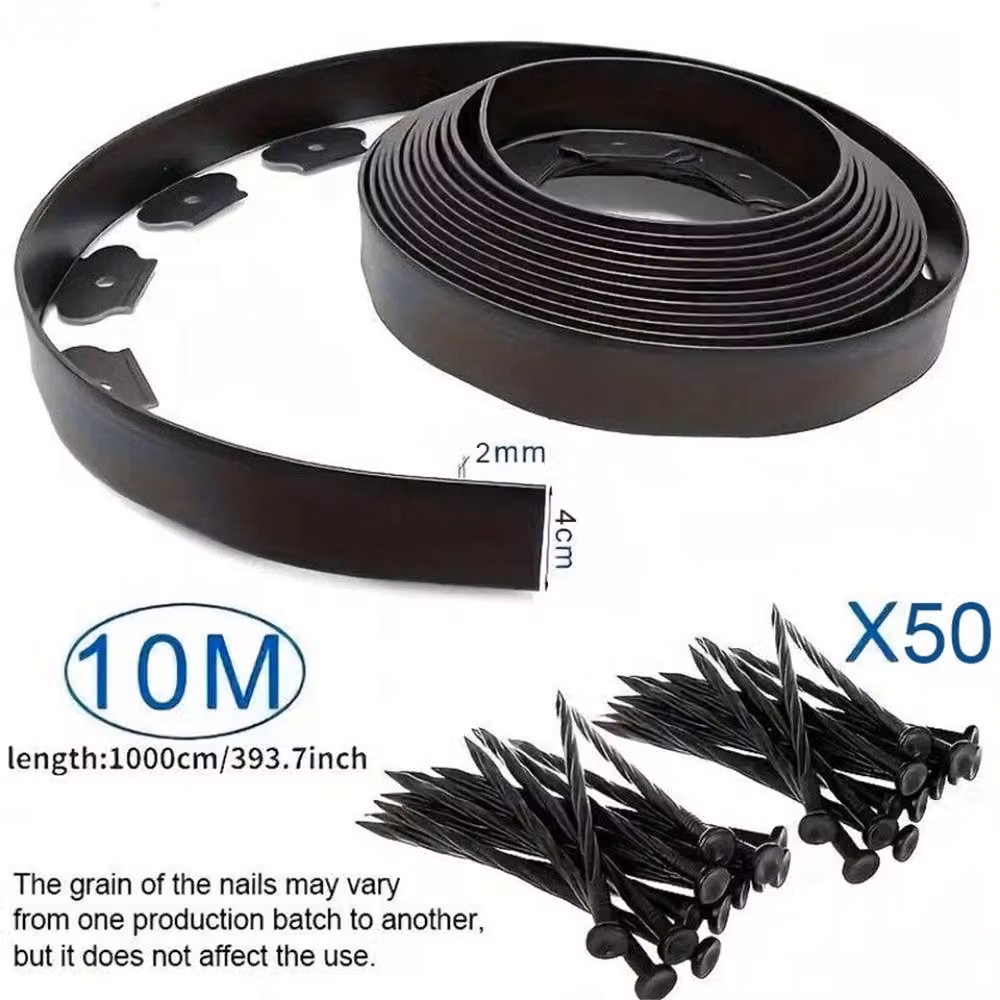 Nordara Heavy Duty Black Plastic Garden Edging with 50 Pegs for Paths and Drives – 2