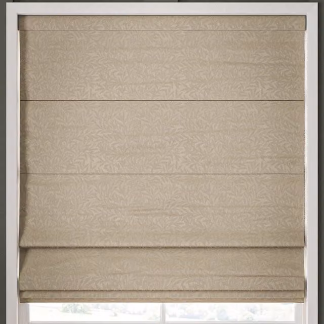 William Morris At Home Willow Woven Made to Measure Blackout Roman Blind in Sand and Beige Floral Design