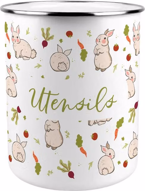 Purely Home Vegetable Patch Rabbits Kitchen Utensil Holder in Multicoloured Metal