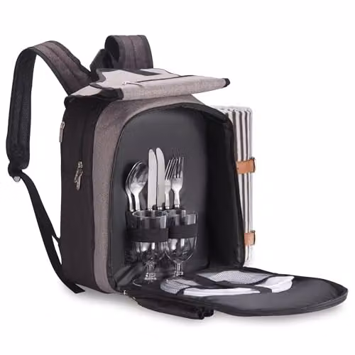 VonShef Grey 2 Person Picnic Backpack – 1