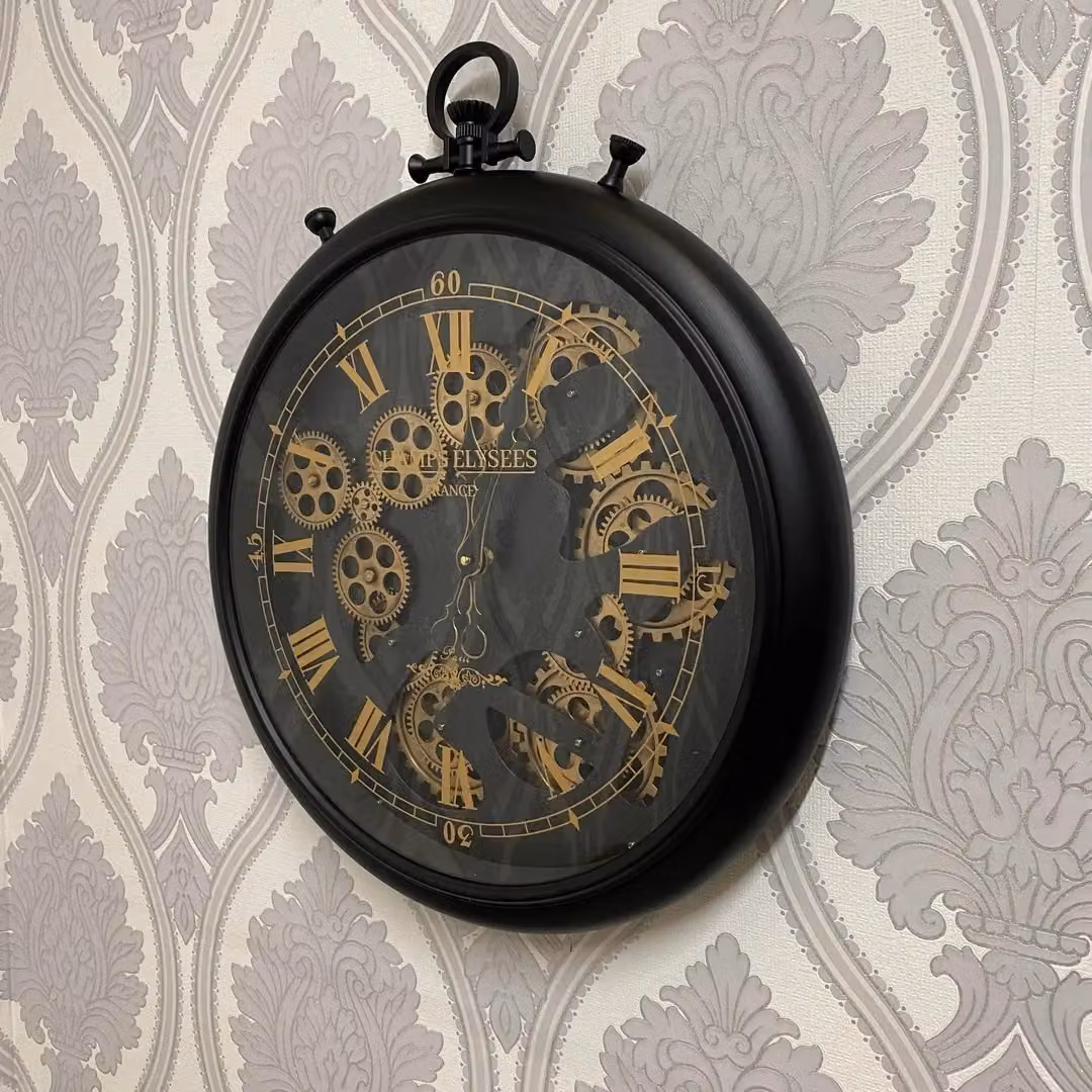 Minster Black Metal Gear Wall Clock, W62 x H62 x D8 cm – 3