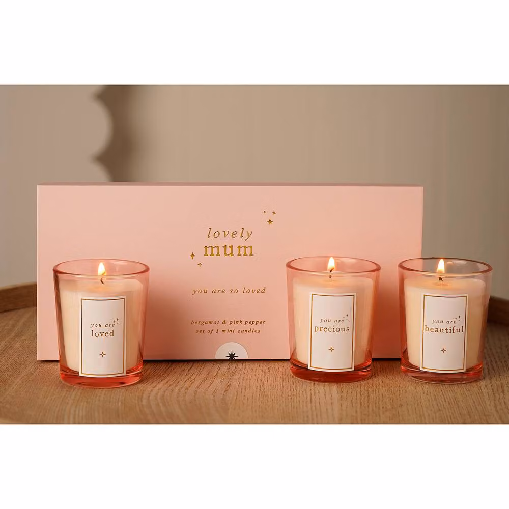 Bambino by Juliana Lovely Mum Mini Votive Candle Set in Light Pink – 2