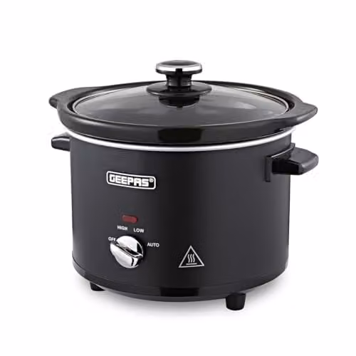 Geepas 2.5 l Slow Cooker with 3 Temperature Settings in Black Matt Design – 1
