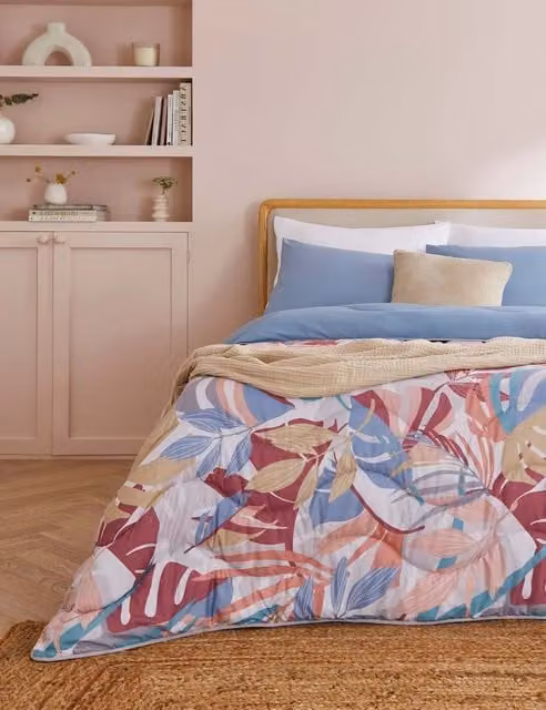 Nightlark Palm Print 10.5 Tog Coverless Microfibre Duvet and Pillowcase Set, Multicolour