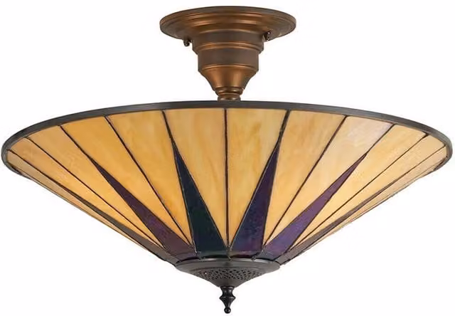 Loops Tiffany Glass Hanging Ceiling Pendant Light in Dark Bronze with 3 Clear Glass Shades – 1