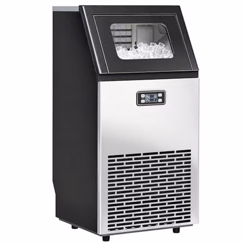 HOMCOM Commercial Ice Maker Machine with Digital Display and Timer, Silver Stainless Steel, 11kg – 1
