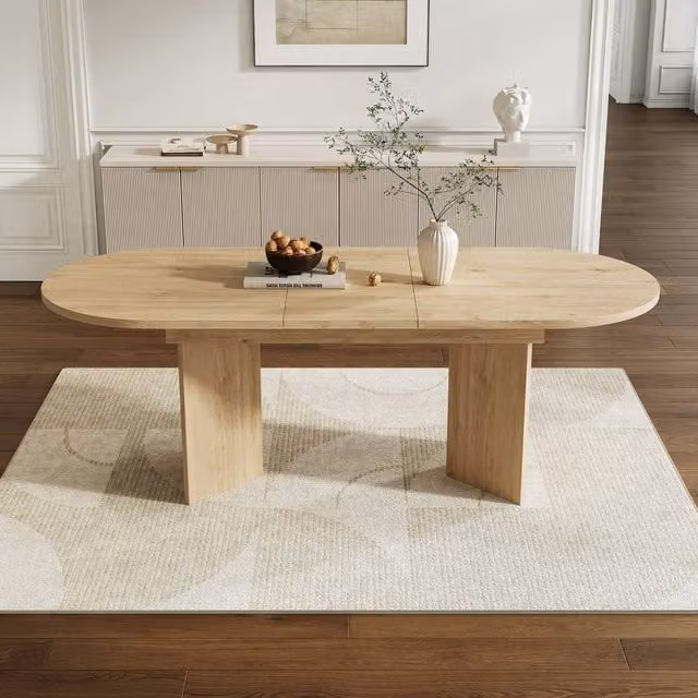 Matteo Oval Extendable Dining Table, 4-6 Seater, Brown Oak Wood Grain Finish, W/D/H: 120 x 40 x 76 cm