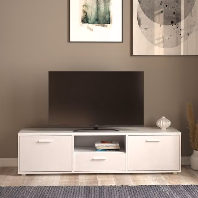 Furniture To Go Scandinavian Media TV Unit in White, Width: 147.2 cm