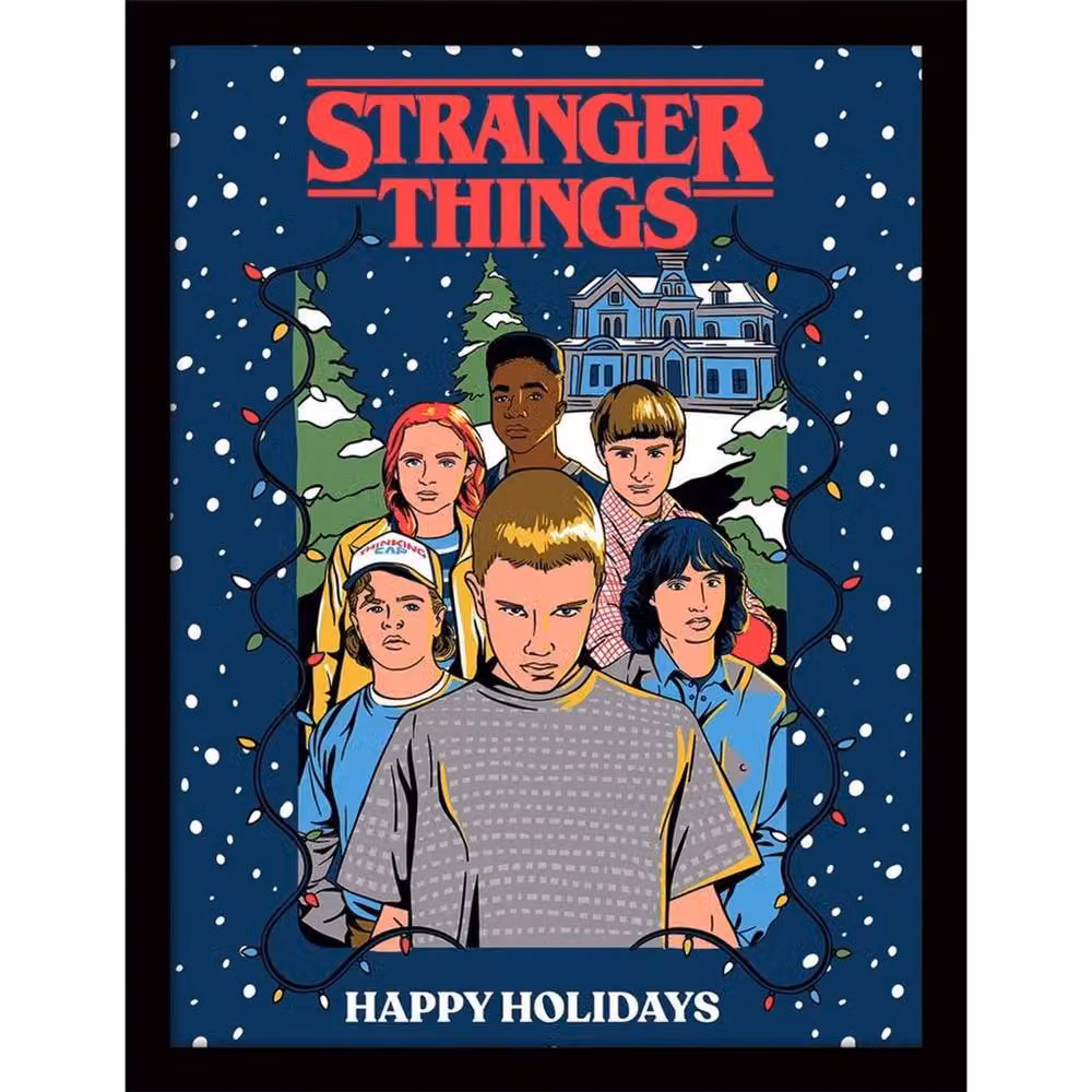 Stranger Things Happy Holidays Christmas Paper Poster in Blue – 2