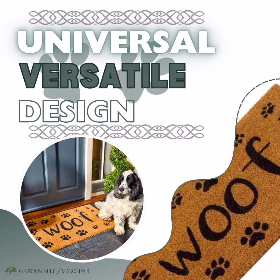 Marco Paul Woof Non Slip Coir Door Mat, Brown and Multicolour, W: 75.0 cm, D: 45.0 cm – 5