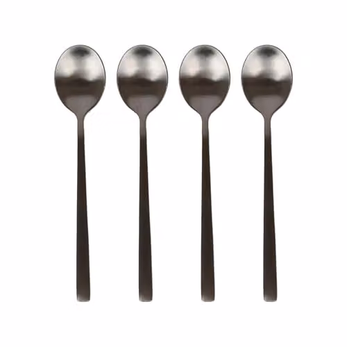 Argon Tableware Matte Black Stainless Steel Teaspoons, Pack of 4 – 1