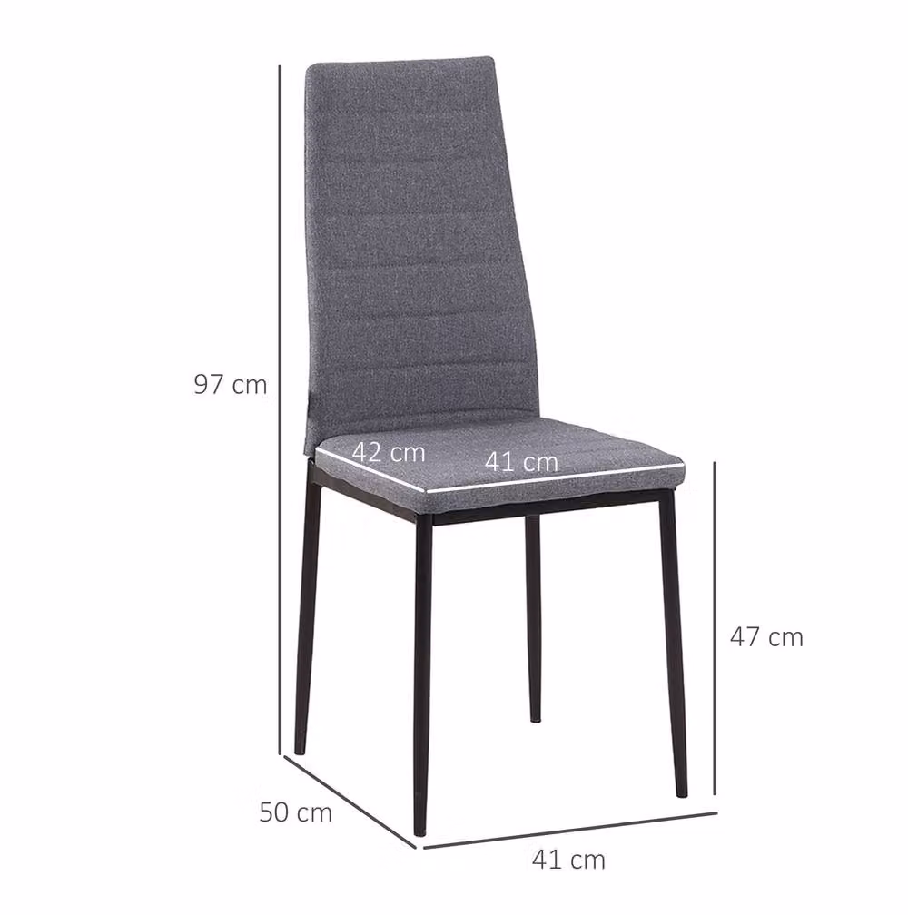 STILVORA Set of 4 Modern Grey Fabric Dining Chairs with Metal Legs – 2