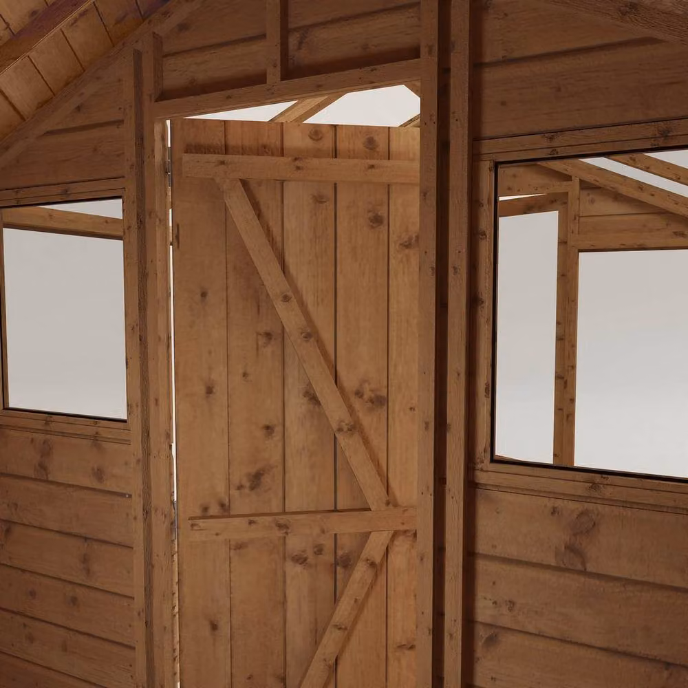 Mercia Traditional Apex Greenhouse and Shed Combo in Brown, W: 201 cm, H: 205.9 cm, L: 304.1 cm – 2