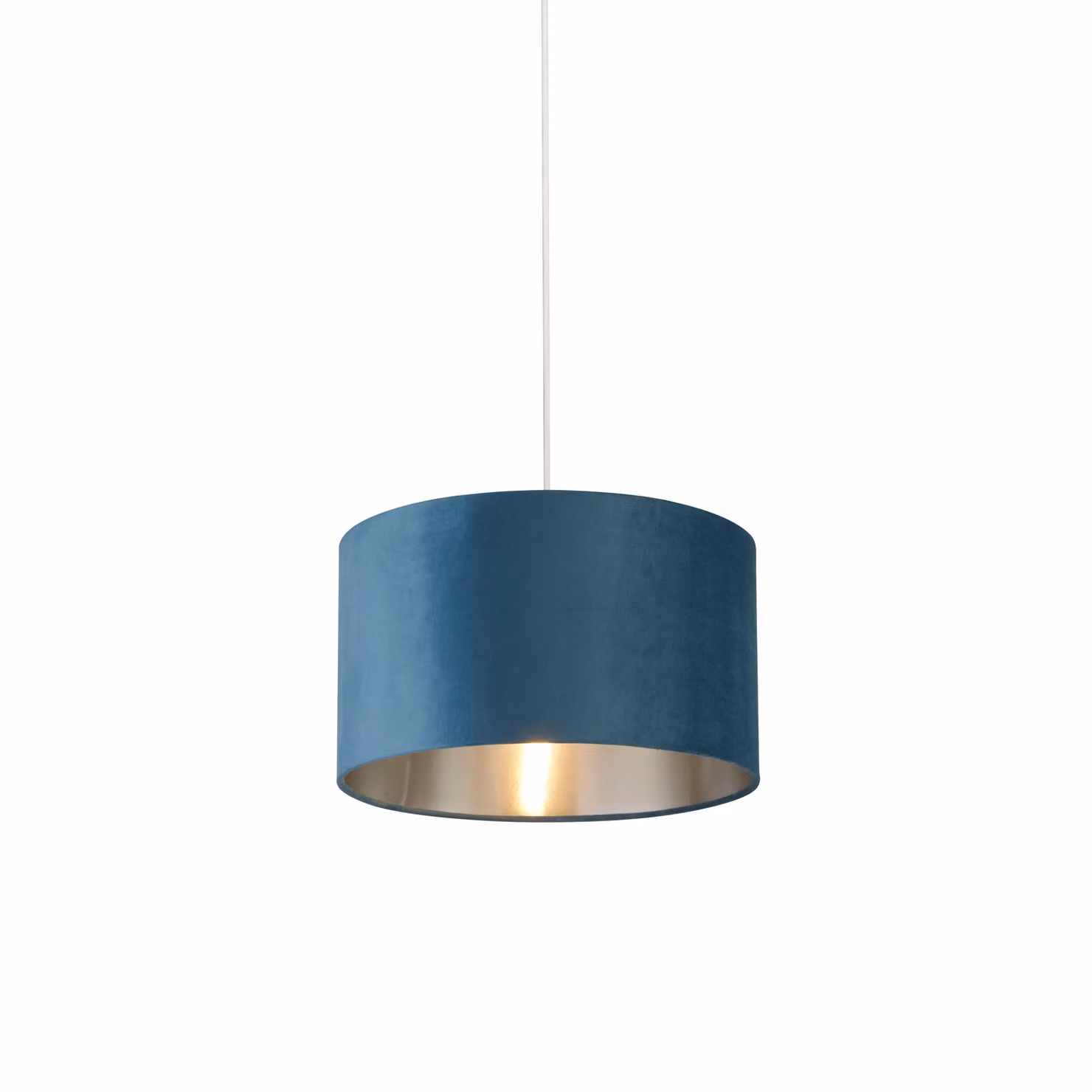 Lighting Collection Teal Velvet Drum Lamp Shade with Silver Inner, Diameter: 35 cm – 2