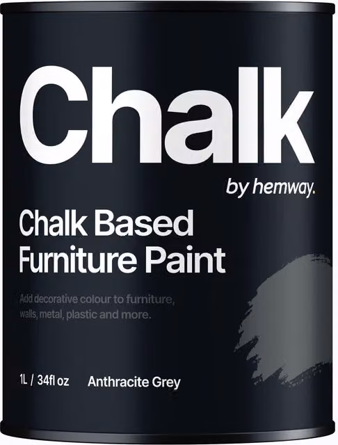 Hemway Chalk Based Furniture Paint in Flat Matt Anthracite Grey, 1 l