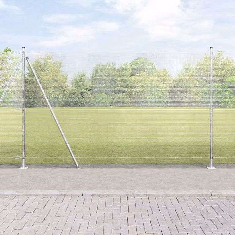 Berkfield Home Galvanised Steel Welded Wire Fence with 13 Flanged Posts, Silver, 1.6 x 25 m