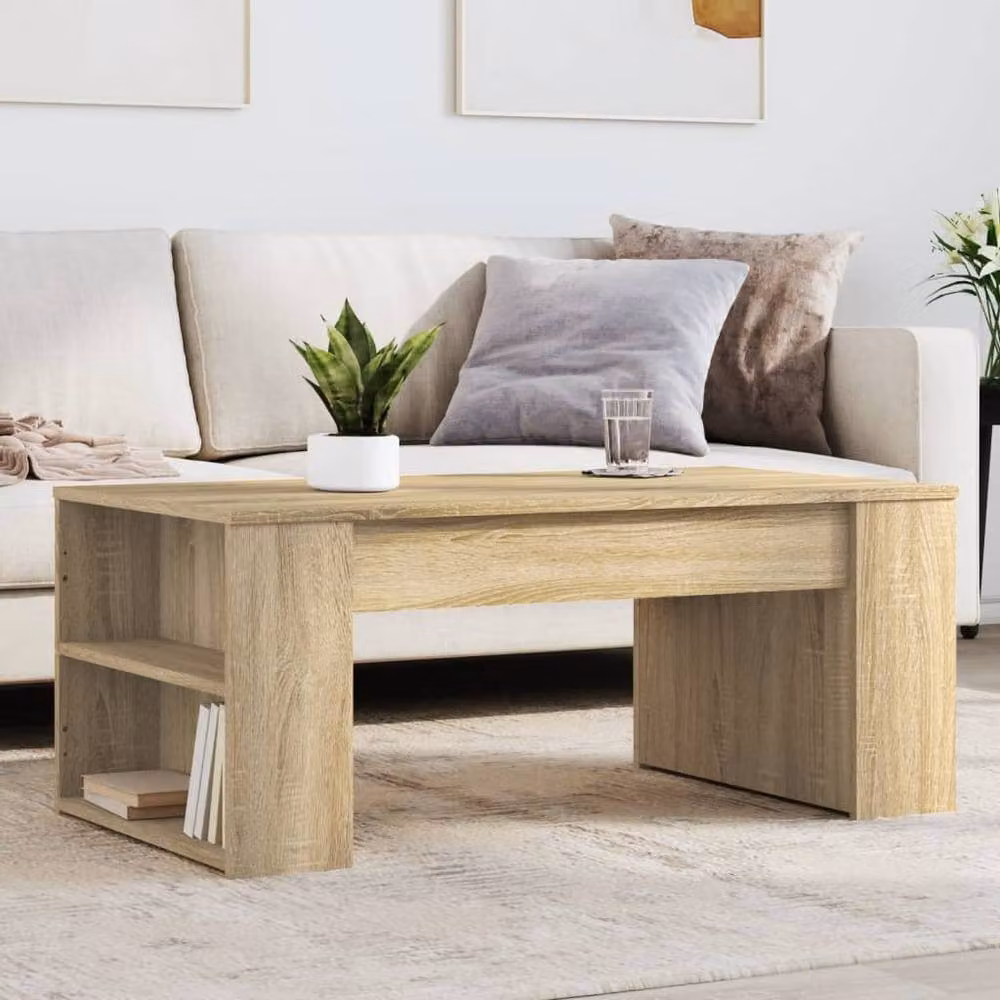 Berkfield Home Sonoma Oak Coffee Table in Beige, W/D/H: 102 x 55 x 42 cm – 2
