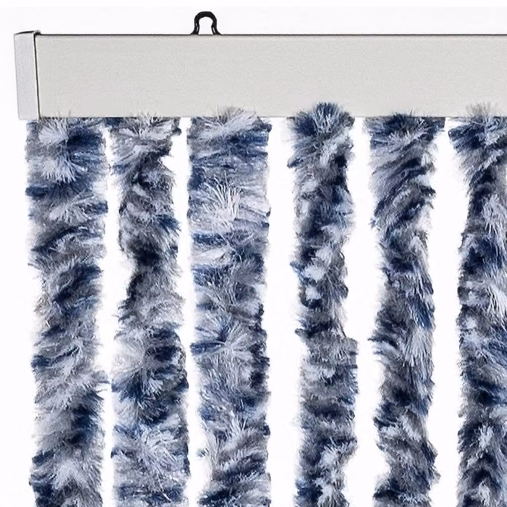 Berkfield Home Striped Chenille Insect Curtain in Blue, White and Silver, W/H: 90 x 220 cm – 4