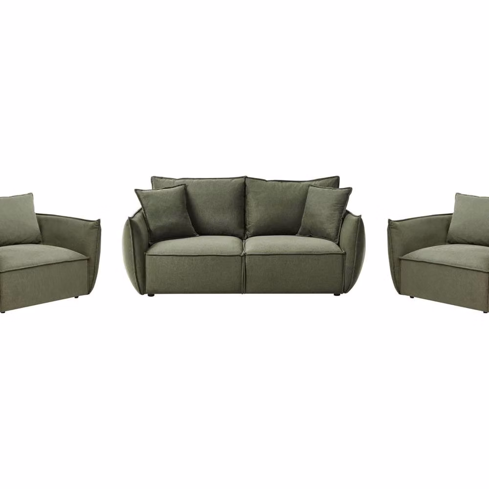 Wyld and Coco Cosy Living Room Set in Green Upholstery – 2