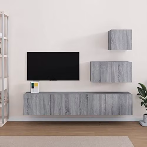 vidaXL 4 Piece Modern Living Room Entertainment Centre and Media Unit Set in Grey Sonoma Engineered Wood – 2