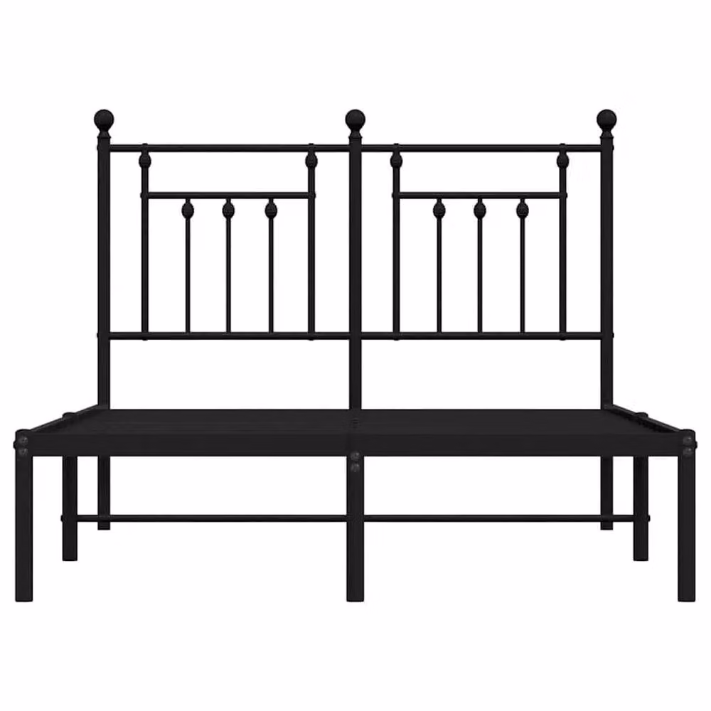 Berkfield Home Metal Bed Frame with Headboard in Black, W: 135 cm, L: 190 cm – 3