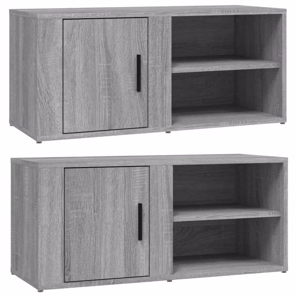 Berkfield Home Set of 2 Modern Grey Sonoma TV Cabinets in Engineered Wood, W: 80 cm, D: 31.5 cm, H: 36 cm – 2