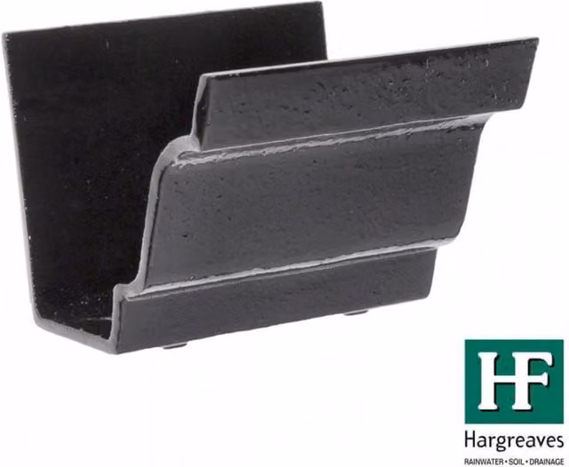 Hargreaves Premier Cast Iron Moulded Ogee Gutter Union, 100mm, Black