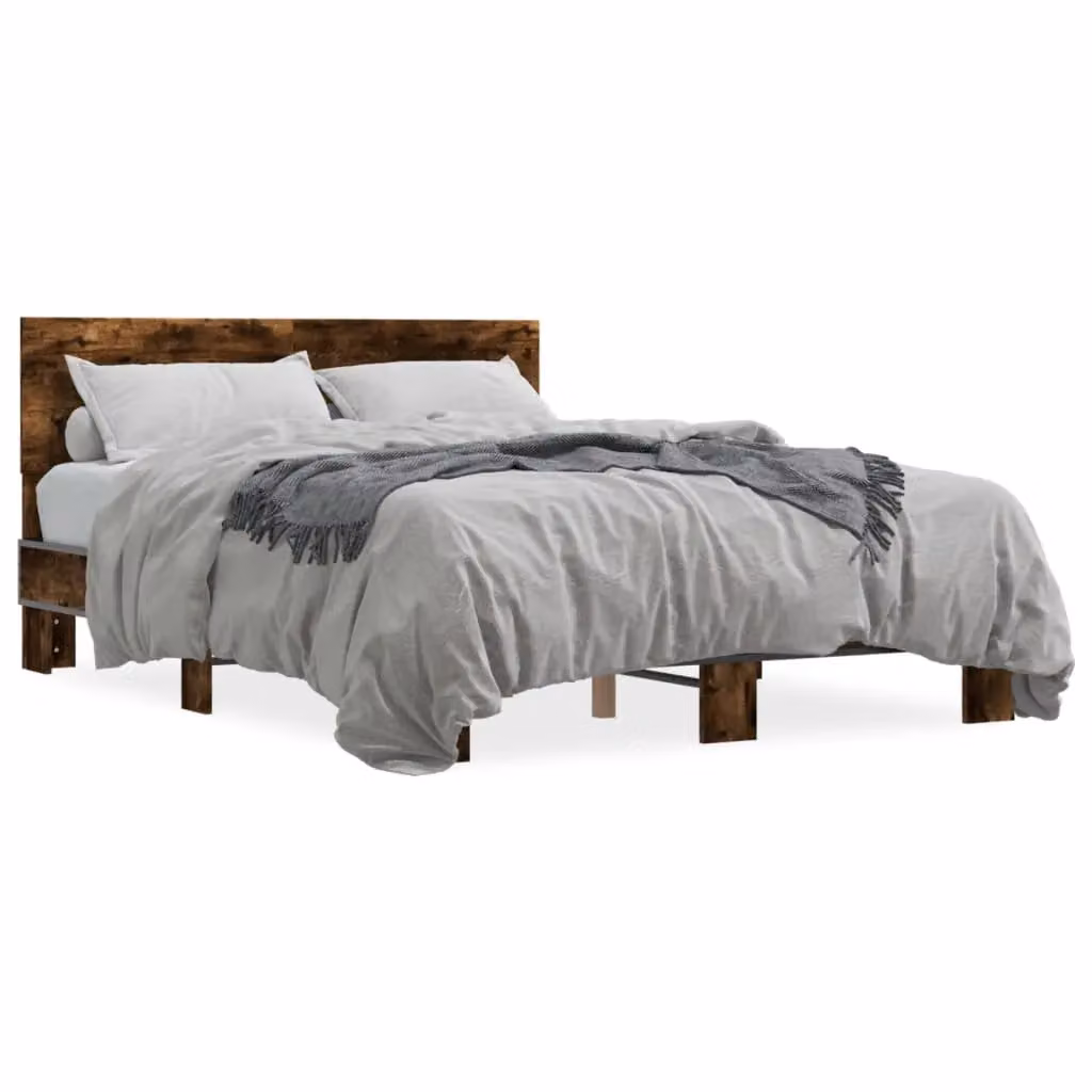 Berkfield Home Smoked Oak Bed Frame in Brown, W/D/H: 140 x 200 cm – 2