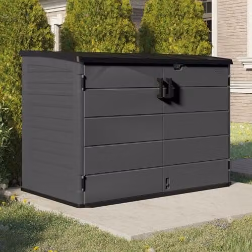 Rowlinson Modern Plastic Bin Store in Grey and Black, W: 179 cm, D: 112 cm, H: 132 cm – 3