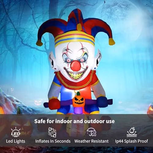 Outsunny Multicolour Halloween Inflatable Clown on Bicycle Decoration – 3