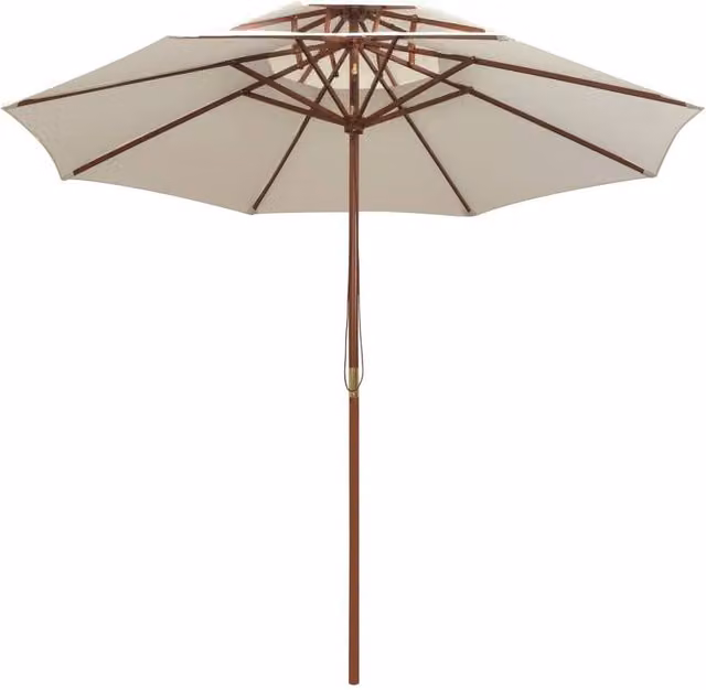 Berkfield Home Double Decker Parasol with Wooden Pole, White, W/D/H: 270 x 270 x 259 cm – 1