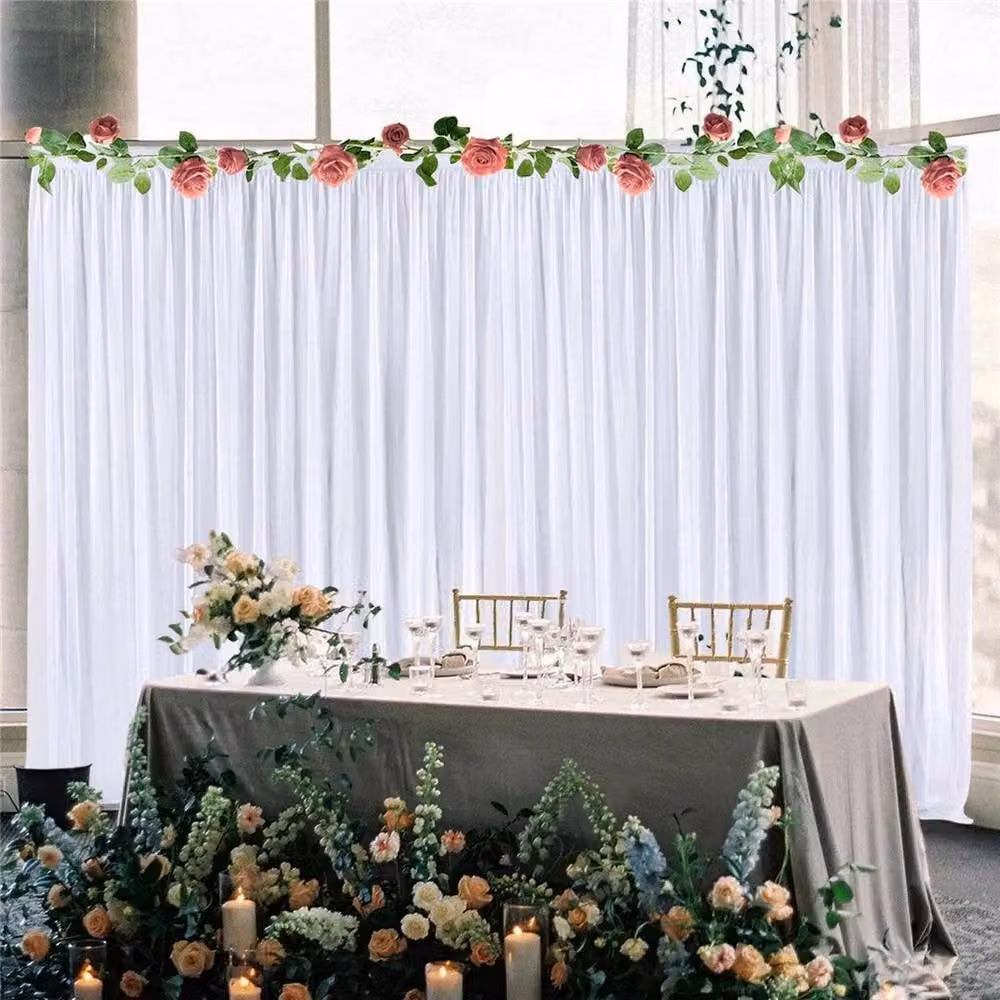 NESTLUNE White Ice Silk Backdrop Curtain for Wedding and Bridal Stages – 3