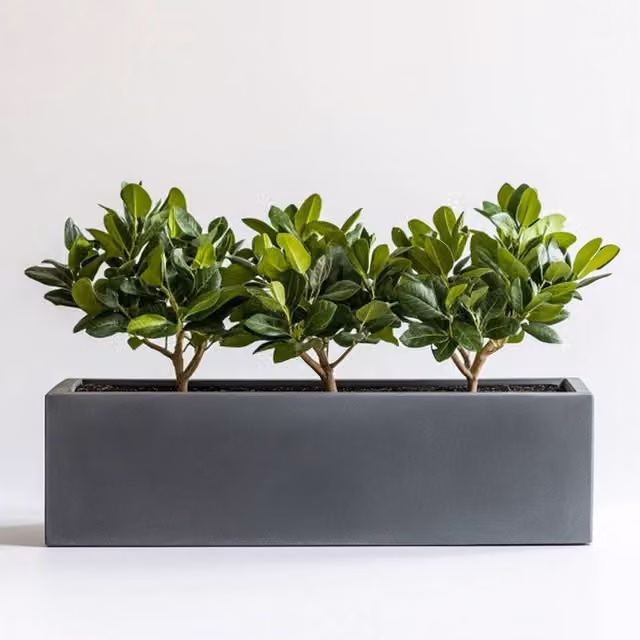 Grey Galvanised Steel Rectangular Window Box Planter