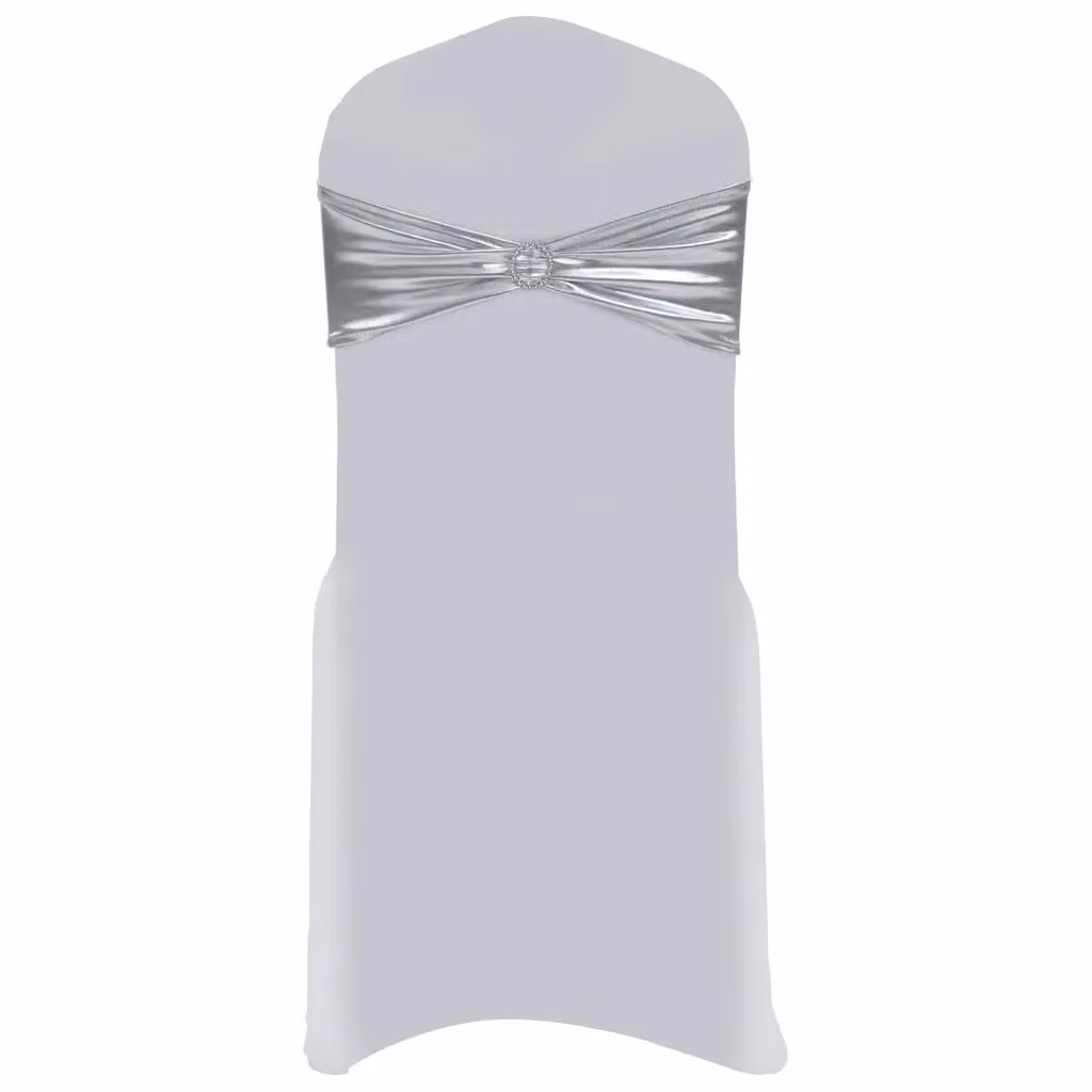 Berkfield Home 25 Piece Stretchable Wedding Chair Band Set with Silver Diamond Buckle