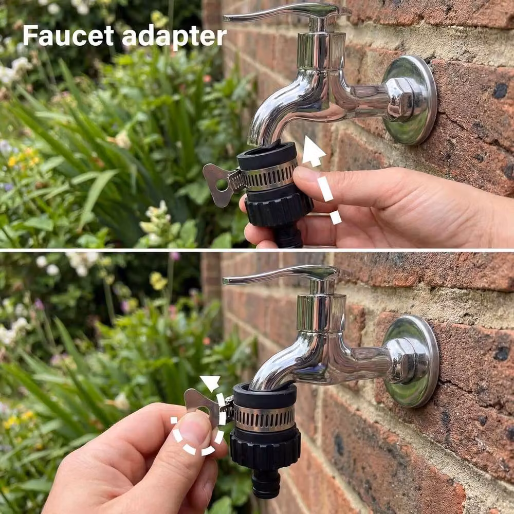 FLAVORA Garden Hose Connector Set with Flow Control Nozzle in Green, 1/2 inch, 100 g – 2