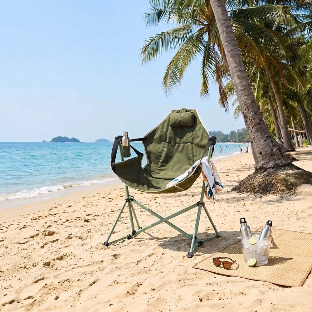 NESTLUNE Green Breathable Garden and Camping Hammock Chair with Cup Holders, W/D/H: 100 x 15 x 15 cm – 2