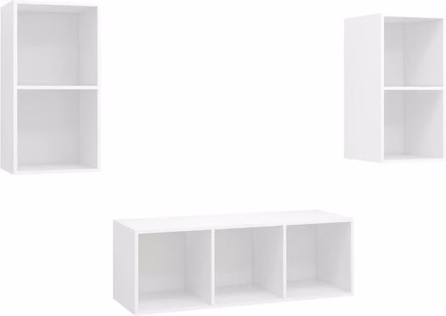 Berkfield Home 3 Piece Minimalist White Matt TV Cabinet Set in Engineered Wood – 1