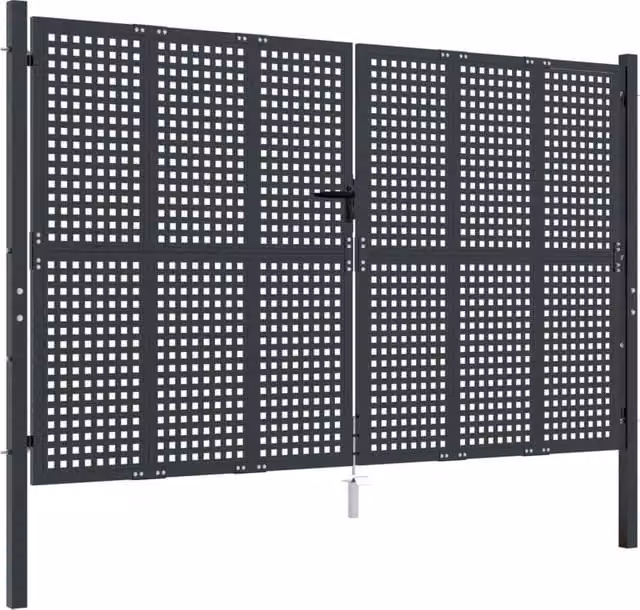 Berkfield Home Steel Wire Mesh Garden Gate in Anthracite Grey, W: 300 cm, H: 225 cm