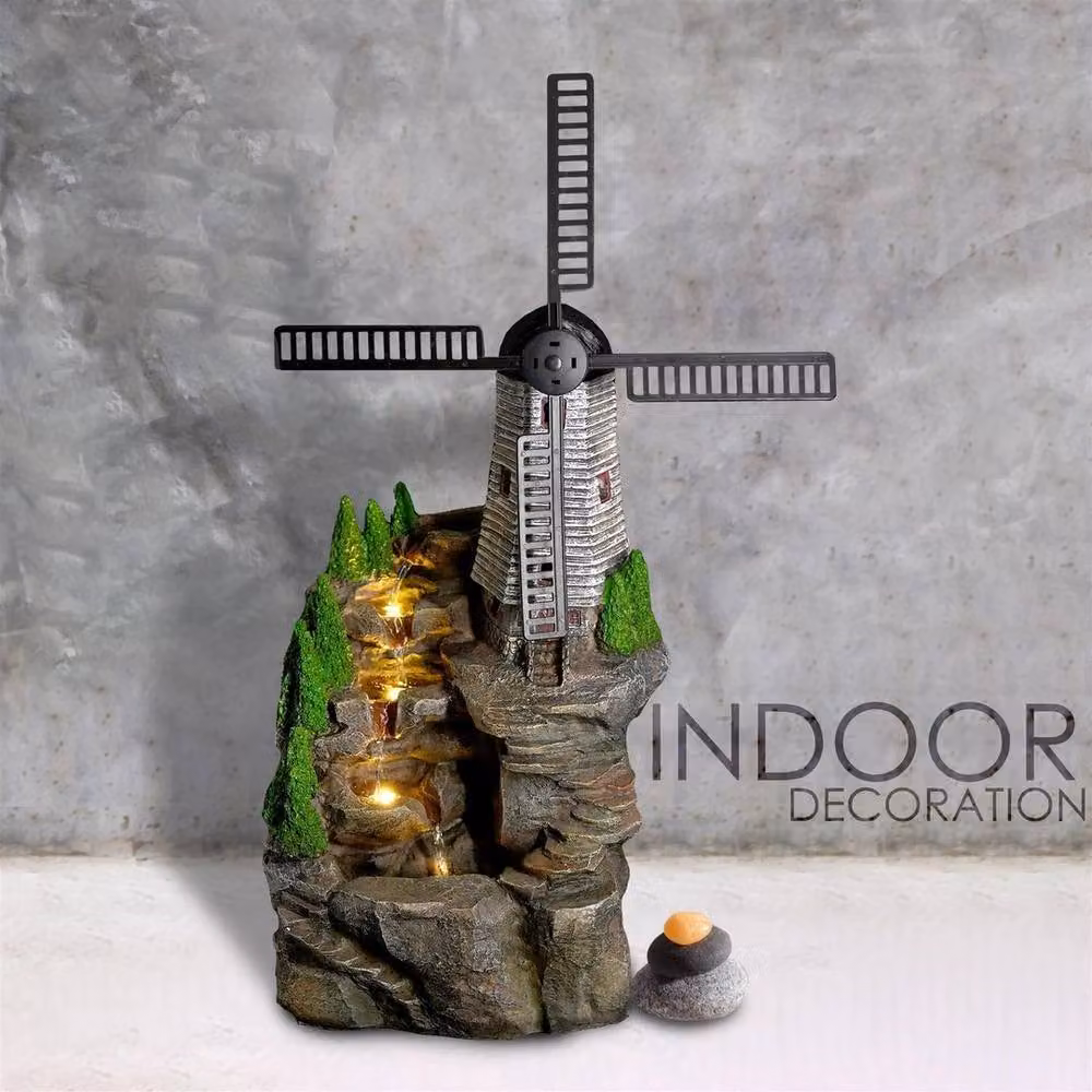FLAVORA Grey LED Cascade Water Feature for Indoor or Outdoor Use, W/D/H: 41.0 x 29.0 x 71.0 cm – 3
