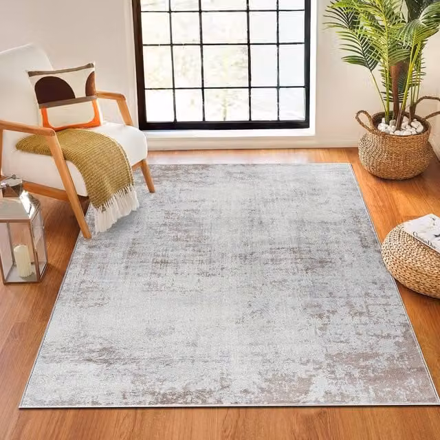 Livabliss Floransa Abstract Modern Marble Living and Dining Room Rug in Beige, W: 200 cm, D: 275 cm – 1