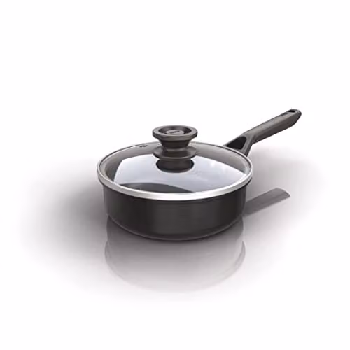 Ninja ZEROSTICK Classic 16cm Non-Stick Aluminium Saucepan with Glass Lid, Black CW50216UK – 1