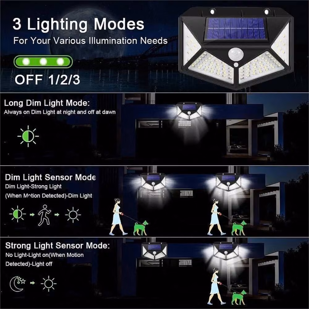 FLAVORA 4-Piece Black LED Solar Power Fence Lights with PIR Motion Sensor – 2
