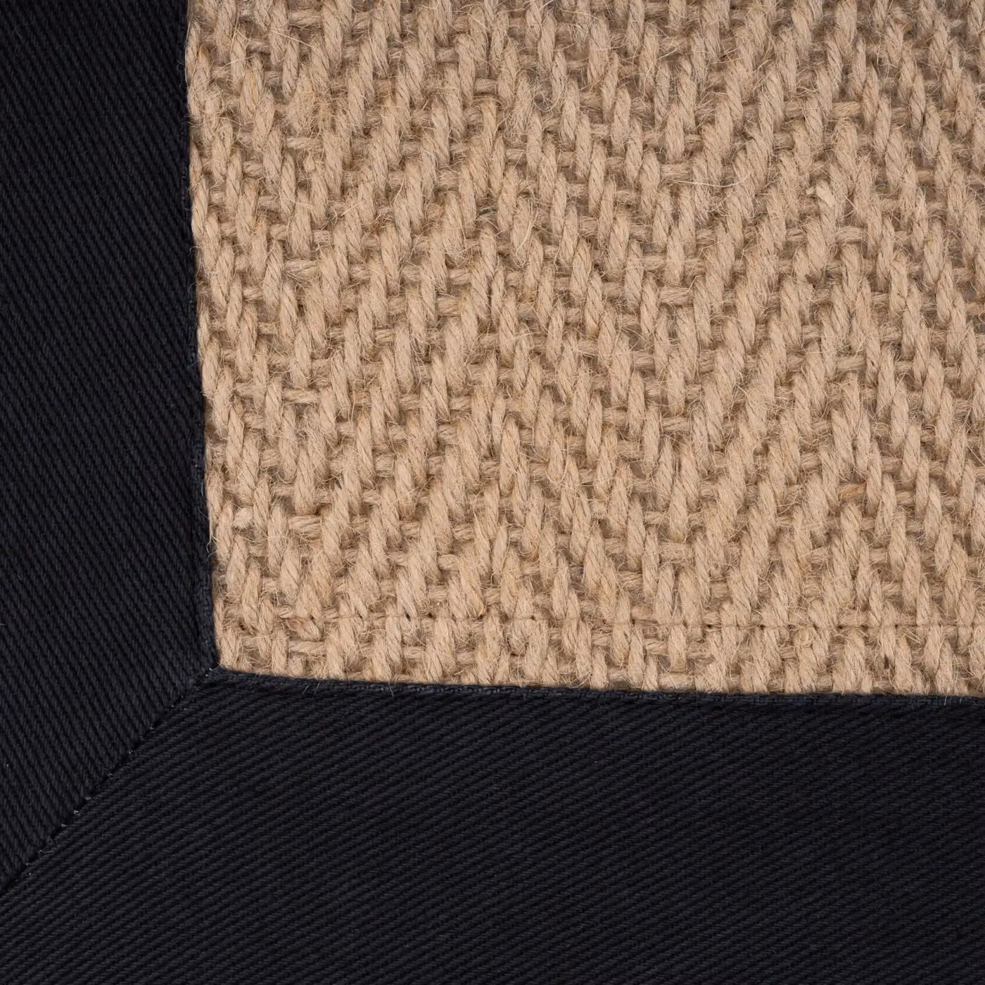 Kukoon Natural Golden Beige and Black Jute and Cotton Herringbone Pattern Area Rug, W: 200 cm, D: 290 cm – 3