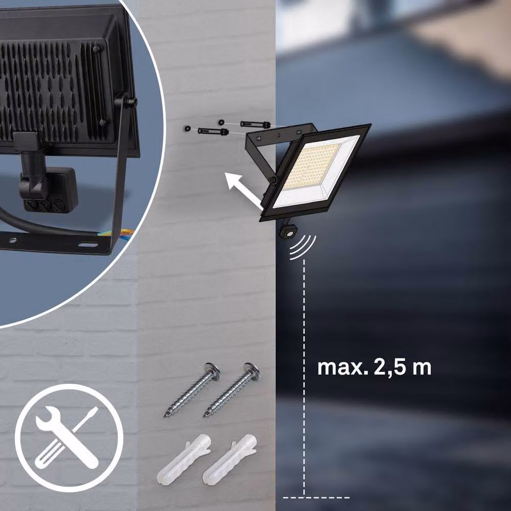 Briloner Black 20W LED Floodlight with Motion and Dusk Sensor, IP65 Waterproof, Neutral White – 3