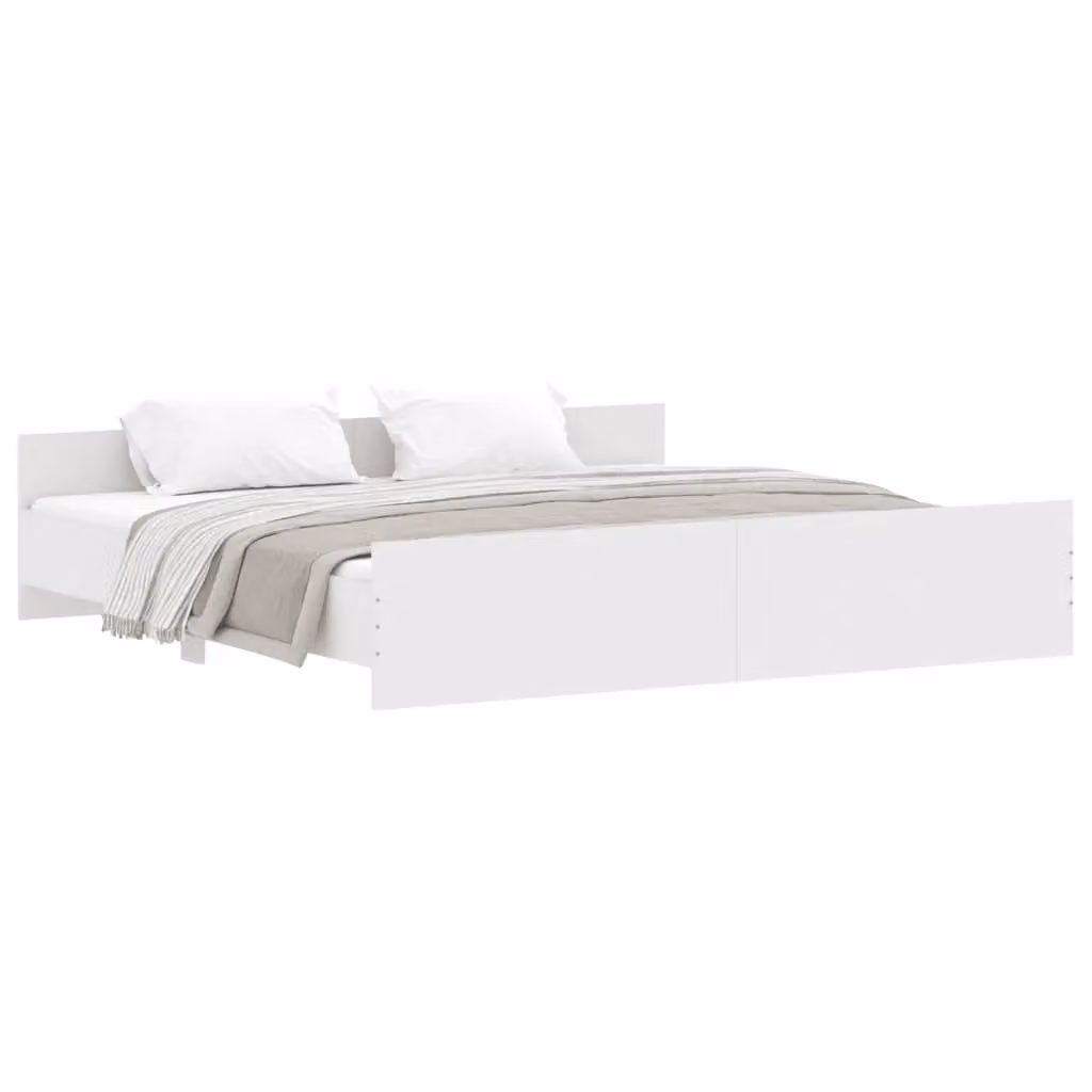 Berkfield Home Bed Frame with Headboard and Footboard in White, 200 x 200 cm – 2