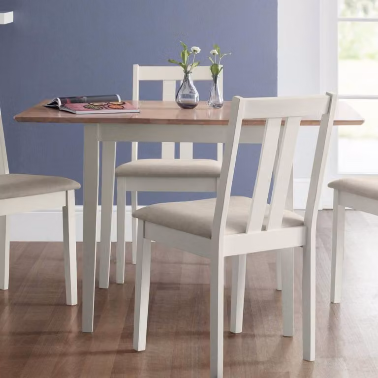 Cheshire Rufford Extendable Rectangular Dining Table in White and Natural Wood, Width: 120 cm