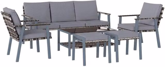 Chilli Seating Murano 7 Seater Rattan Sofa Set in Grey
