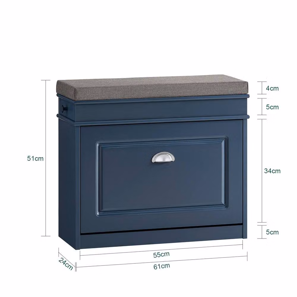 SoBuy Slim Entrance Shoe Cabinet with Flip-Down Storage in Dark Blue – 5